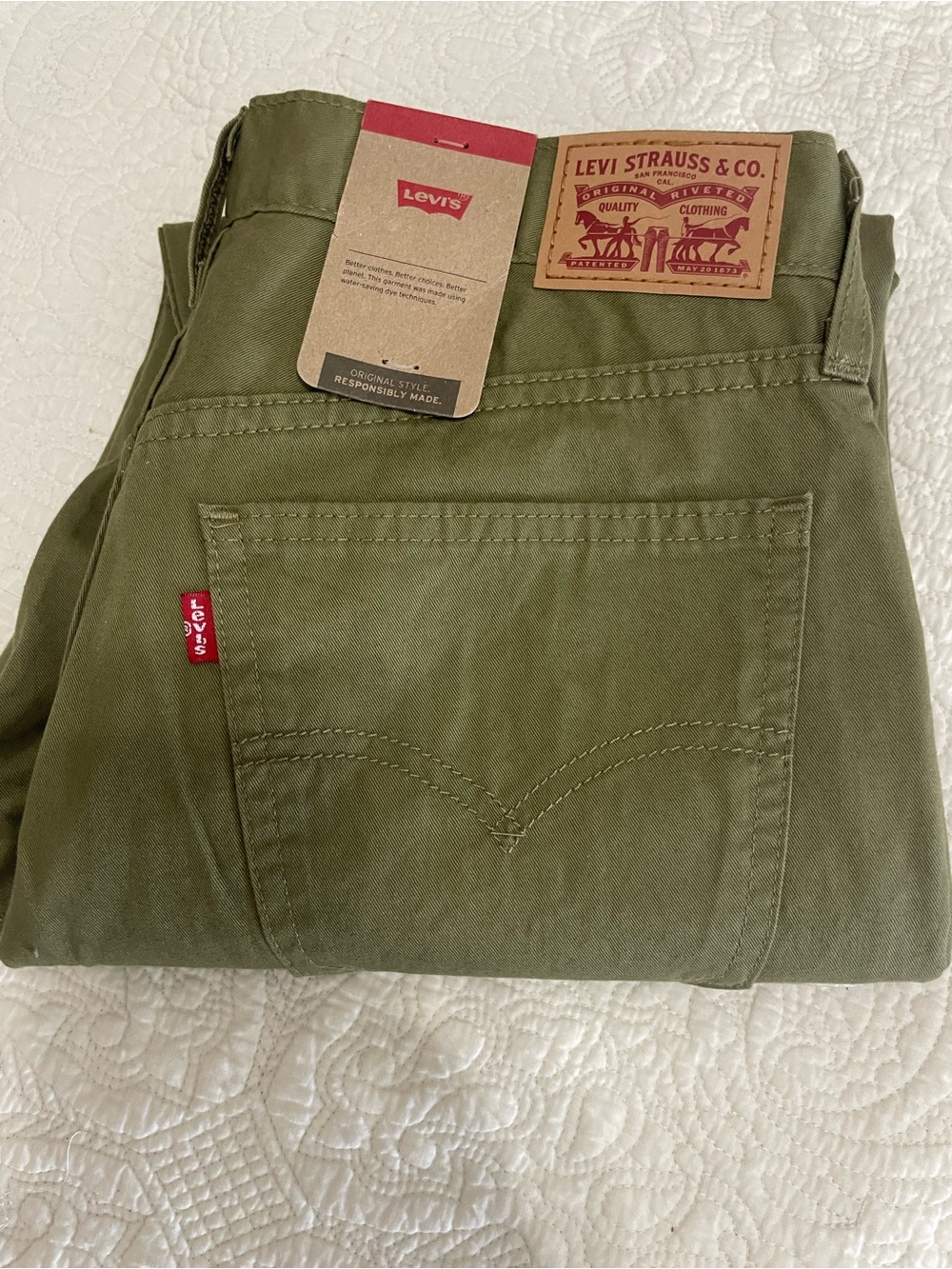 Levi's Olive Middy Straight Jeans with Red Tab-Size 28